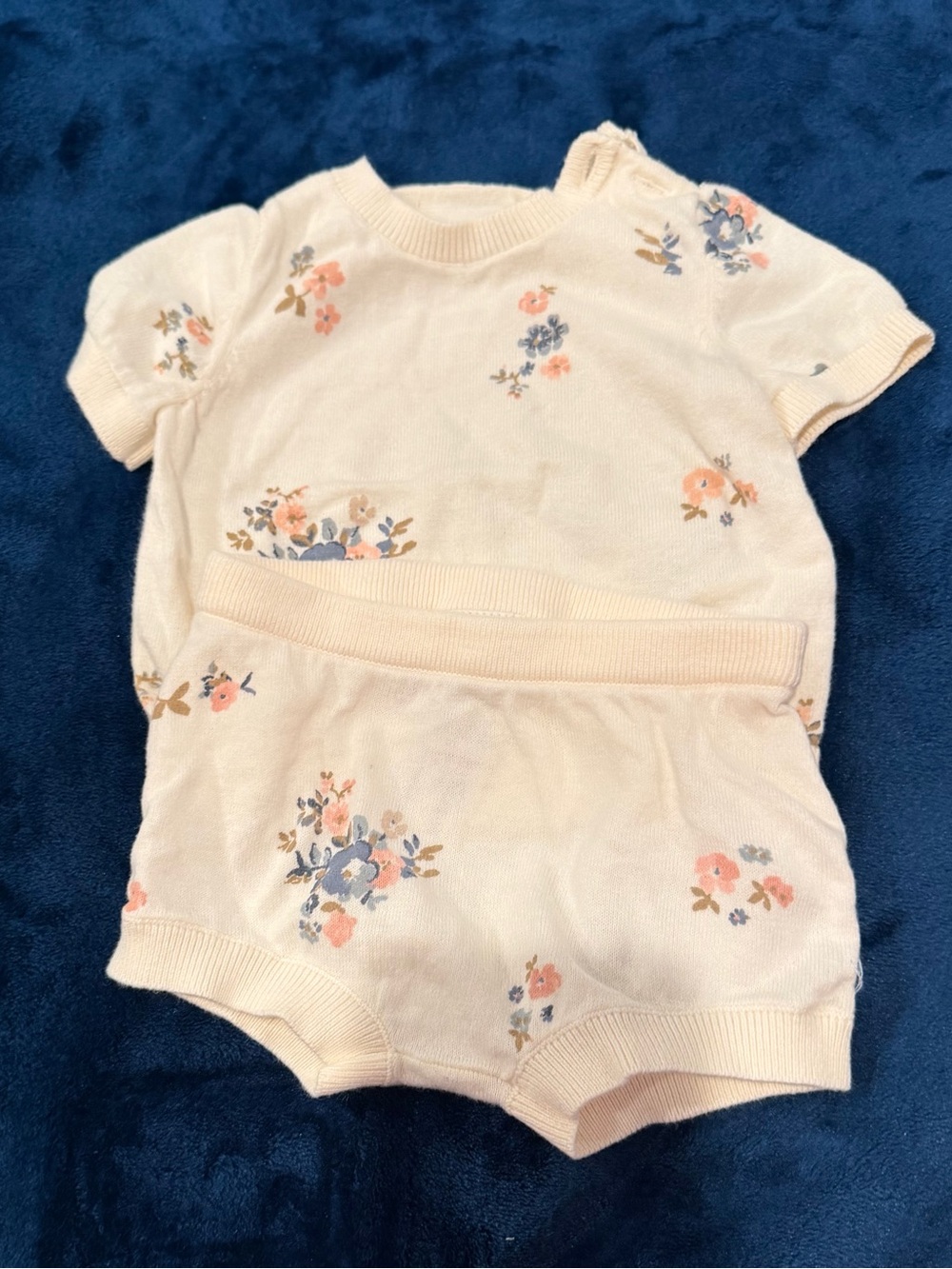 Baby Floral Knit Matching Set in Cream